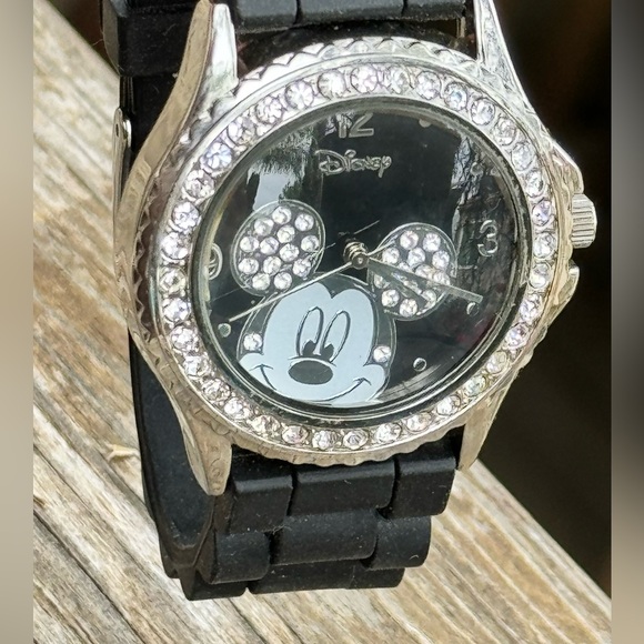 Disney Mickey Mouse Classic Black Silicone Watch with Crystals - Picture 5 of 11